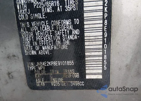 2014 Nissan Quest Sv from USA, damaged, VIN JN8AE2KP8E9101855